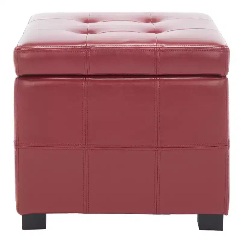 Pouf contenitore quadrato trapuntato con coperchio incernierato
