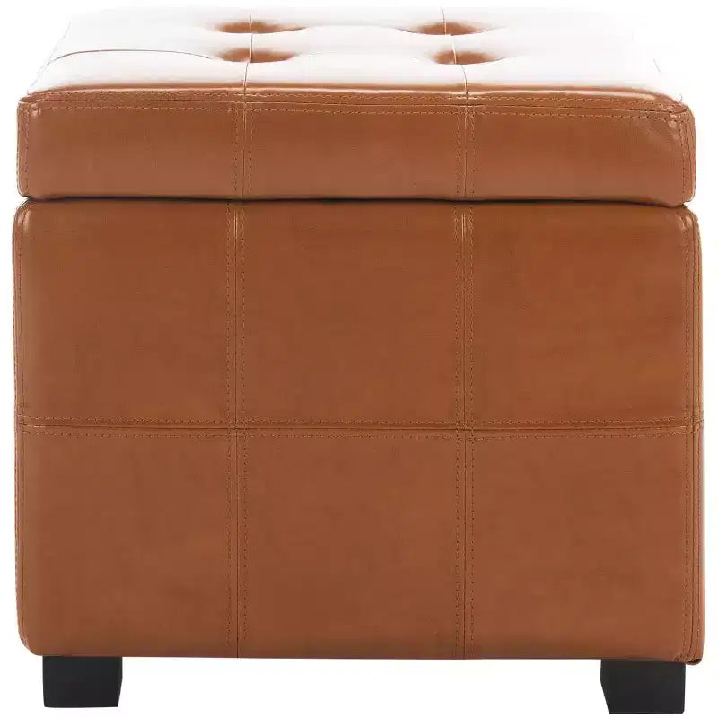 Pouf contenitore quadrato trapuntato con coperchio incernierato