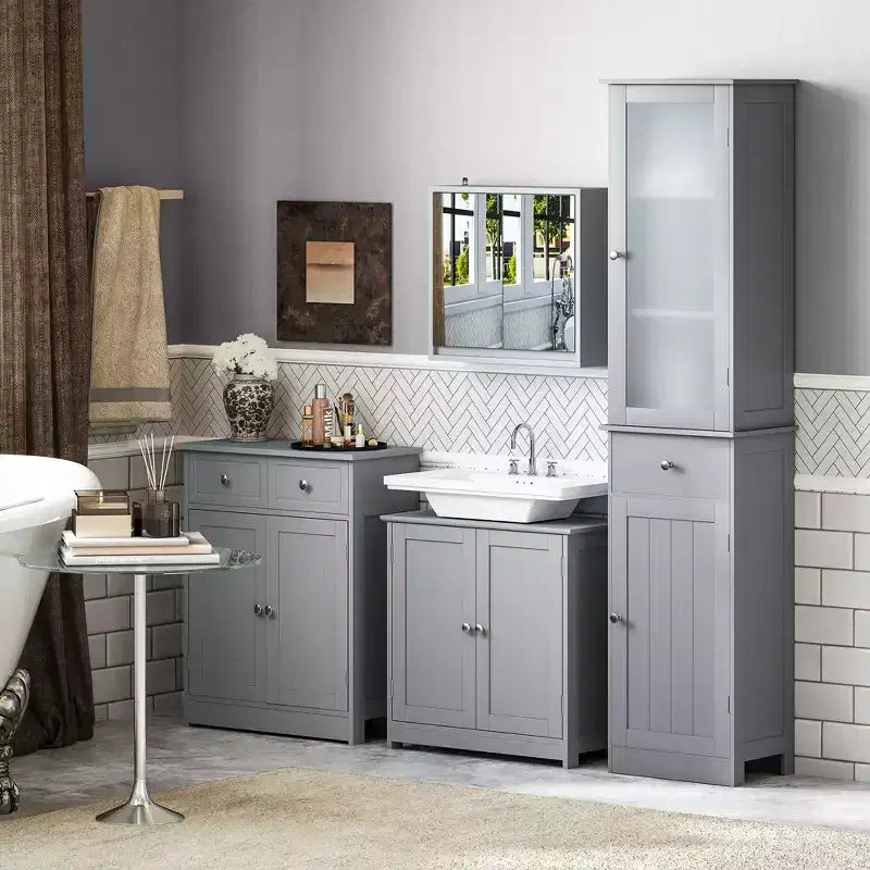 Mobiletto da Bagno Sottolavello con Apertura a U e Ripiano Regolabile