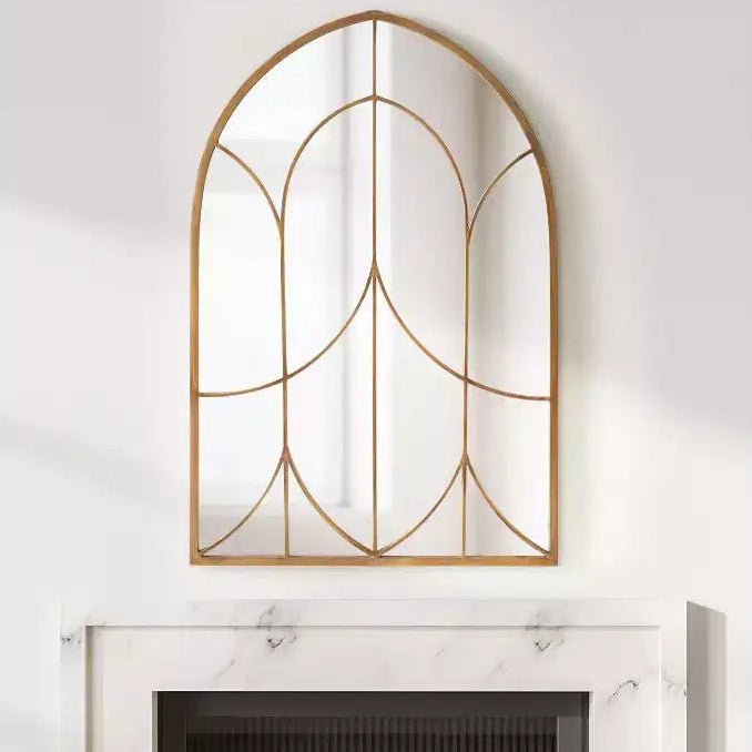 Specchio da parete ad arco con cornice, 24x36, oro