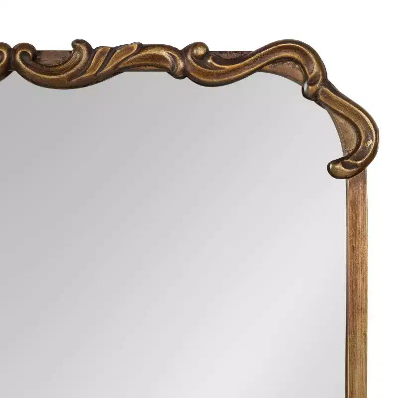 Specchio da parete rettangolare con cornice in metallo dorato, 20x27