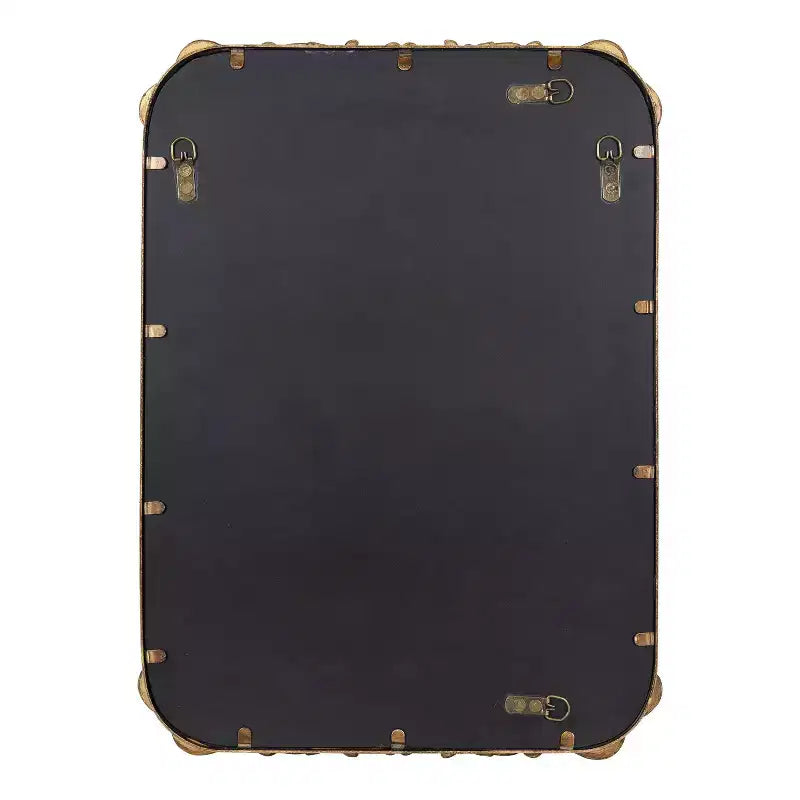 Specchio da parete rettangolare con cornice in metallo dorato, 20x27