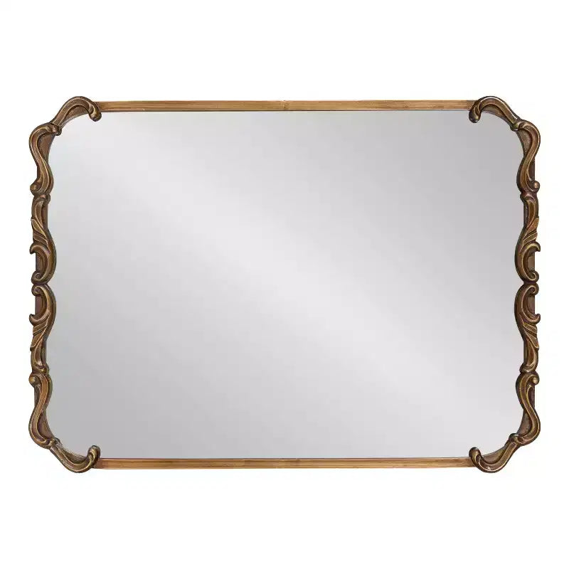 Specchio da parete rettangolare con cornice in metallo dorato, 20x27