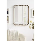 Specchio da parete rettangolare con cornice in metallo dorato, 20x27