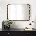 Specchio da parete rettangolare con cornice in metallo dorato, 20x27