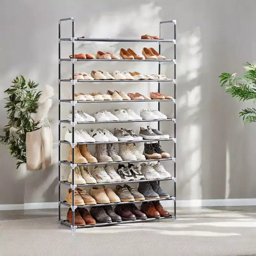 Shoe Rack with Shelves for Closet Entryway Shoe Organizer,Easy to Assemble Metal Shoe Storage Shelf,Black