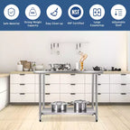 Tavolo da lavoro commerciale in acciaio inossidabile 76 x 122 cm