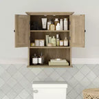 Pensile da bagno a muro con ripiano regolabile, ripiano inferiore aperto e ante con chiusura magnetica