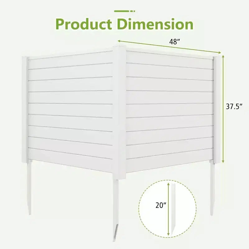 Costway 48L x 37.5H Recinzione per Condizionatore con 3 Picchetti a Terra Nero/Bianco