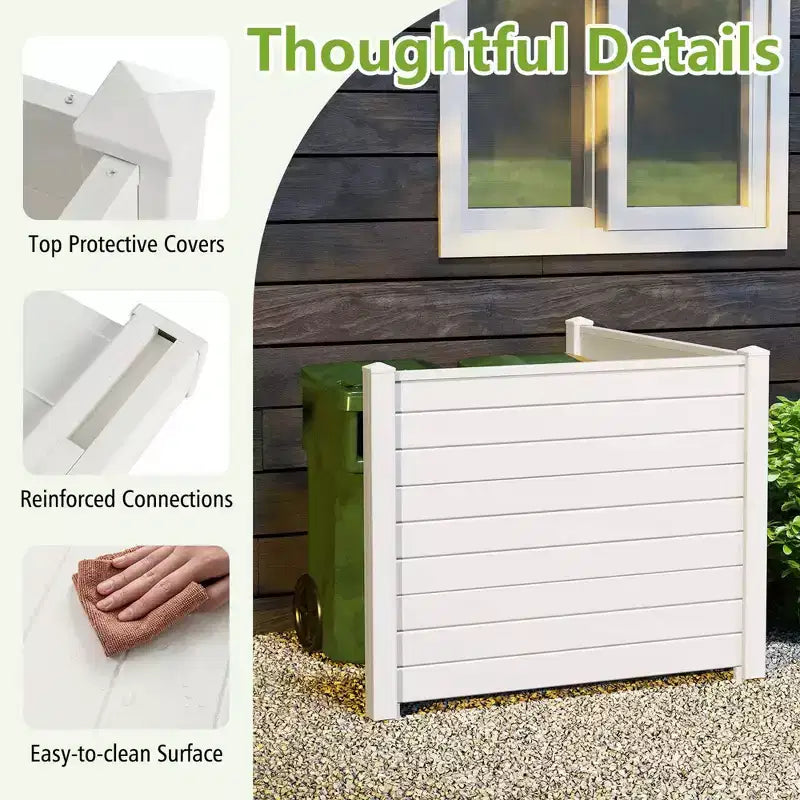 Costway 48L x 37.5H Recinzione per Condizionatore con 3 Picchetti a Terra Nero/Bianco