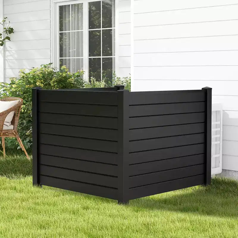 Costway 48L x 37.5H Recinzione per Condizionatore con 3 Picchetti a Terra Nero/Bianco