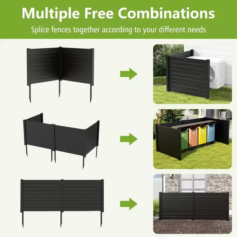 Costway 48L x 37.5H Recinzione per Condizionatore con 3 Picchetti a Terra Nero/Bianco