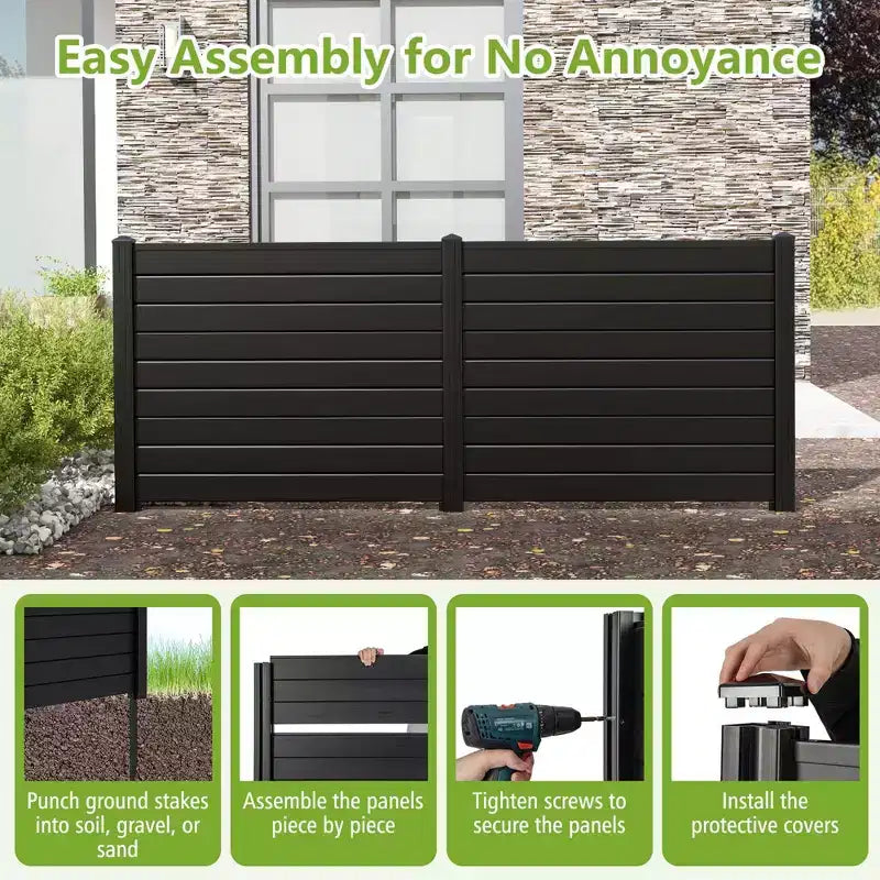 Costway 48L x 37.5H Recinzione per Condizionatore con 3 Picchetti a Terra Nero/Bianco
