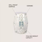 Sgabello da giardino/tavolino basso in ceramica Chinoiserie da 45,72 cm