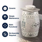 Sgabello da giardino/tavolino basso in ceramica Chinoiserie da 45,72 cm