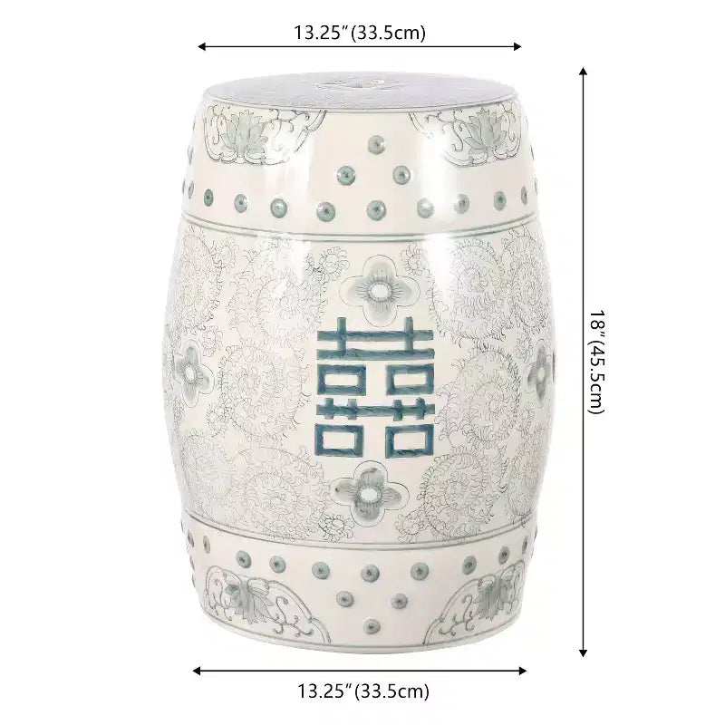 Sgabello da giardino/tavolino basso in ceramica Chinoiserie da 45,72 cm