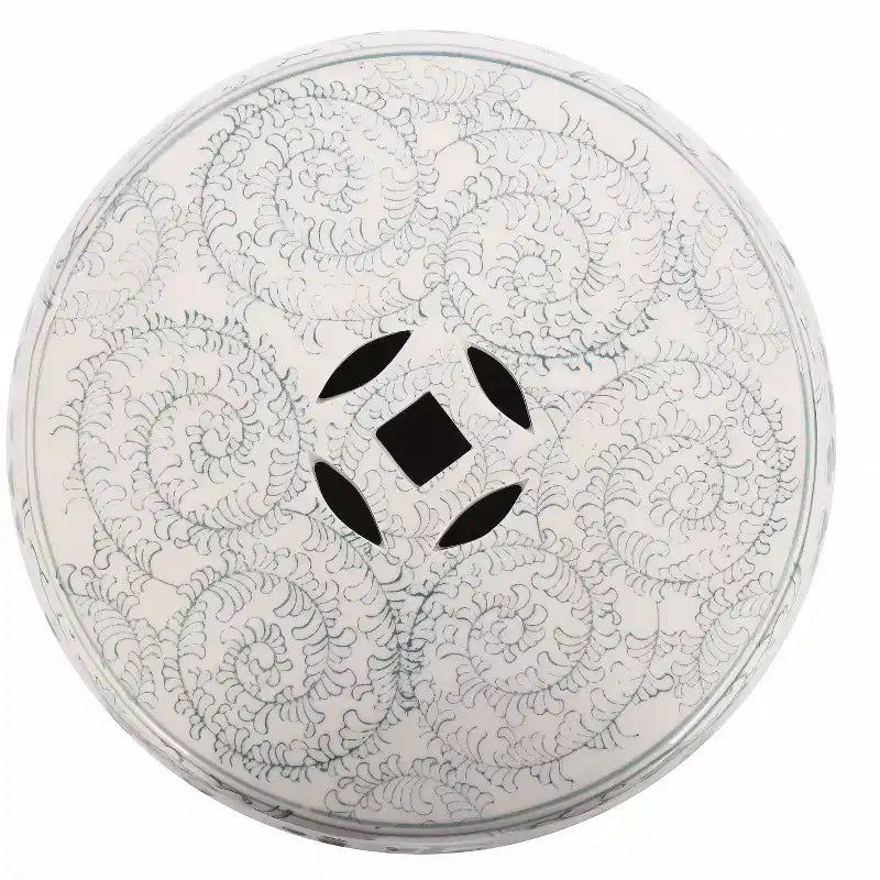 Sgabello da giardino/tavolino basso in ceramica Chinoiserie da 45,72 cm