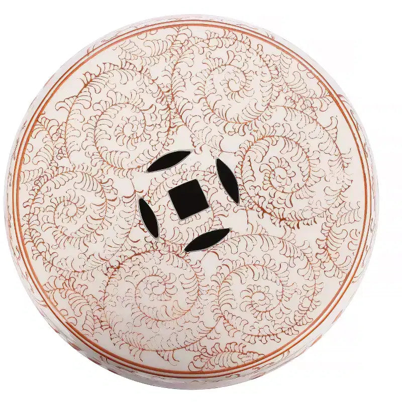 Sgabello da giardino/tavolino basso in ceramica Chinoiserie da 45,72 cm