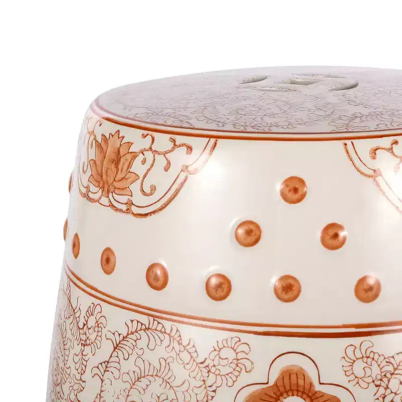 Sgabello da giardino/tavolino basso in ceramica Chinoiserie da 45,72 cm