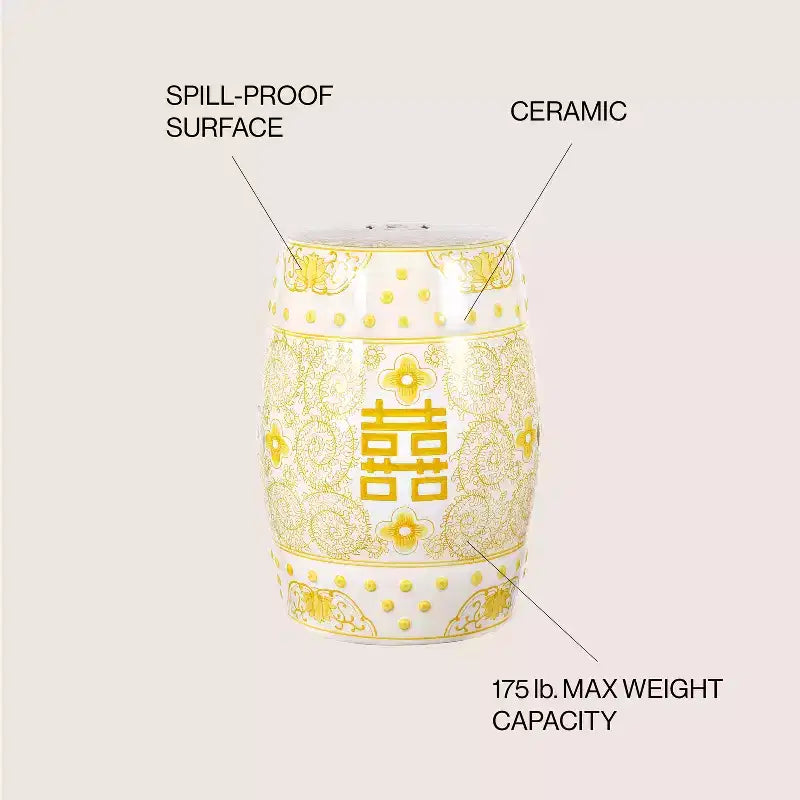 Sgabello da giardino/tavolino basso in ceramica Chinoiserie da 45,72 cm