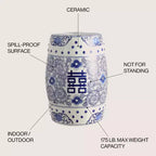 Sgabello da giardino/tavolino basso in ceramica Chinoiserie da 45,72 cm