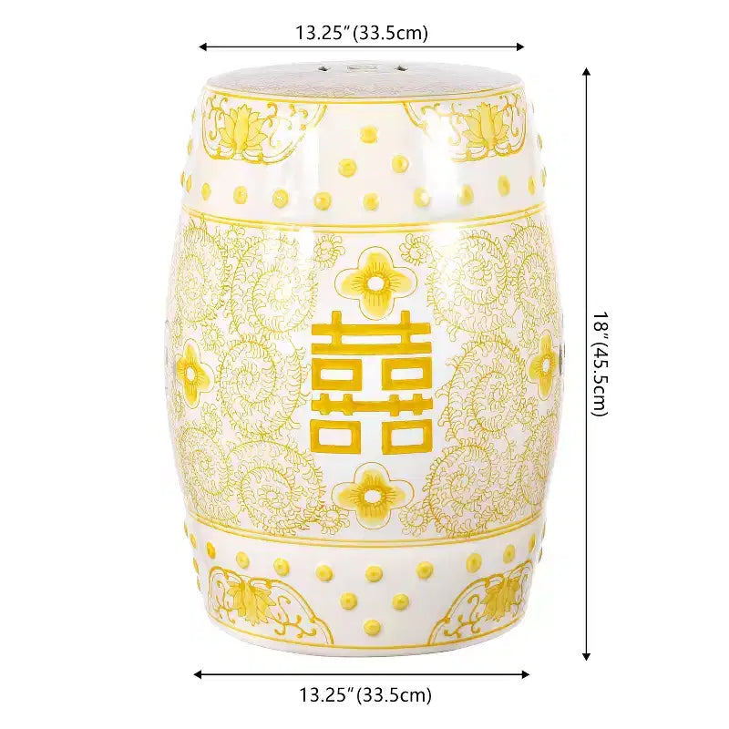 Sgabello da giardino/tavolino basso in ceramica Chinoiserie da 45,72 cm