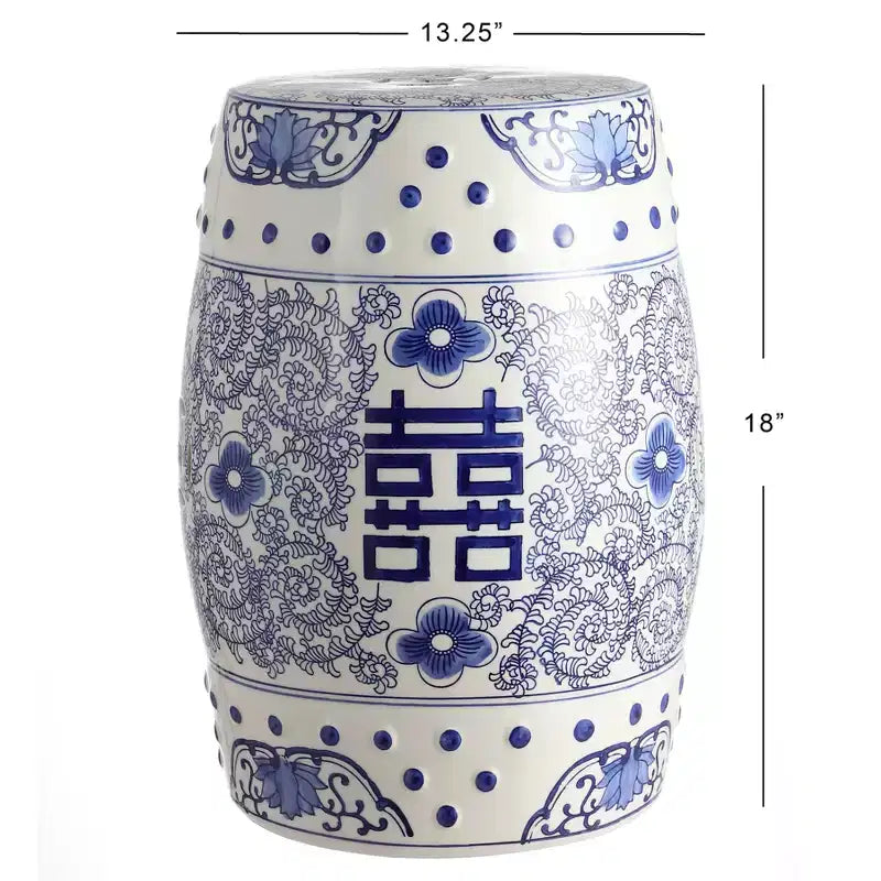 Sgabello da giardino/tavolino basso in ceramica Chinoiserie da 45,72 cm