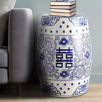 Sgabello da giardino/tavolino basso in ceramica Chinoiserie da 45,72 cm