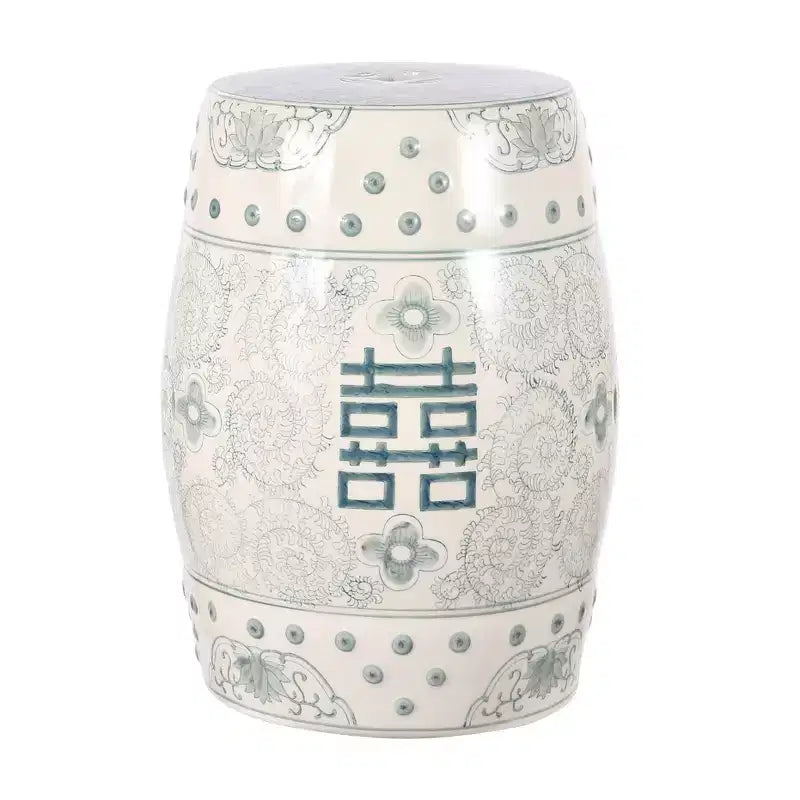Sgabello da giardino/tavolino basso in ceramica Chinoiserie da 45,72 cm